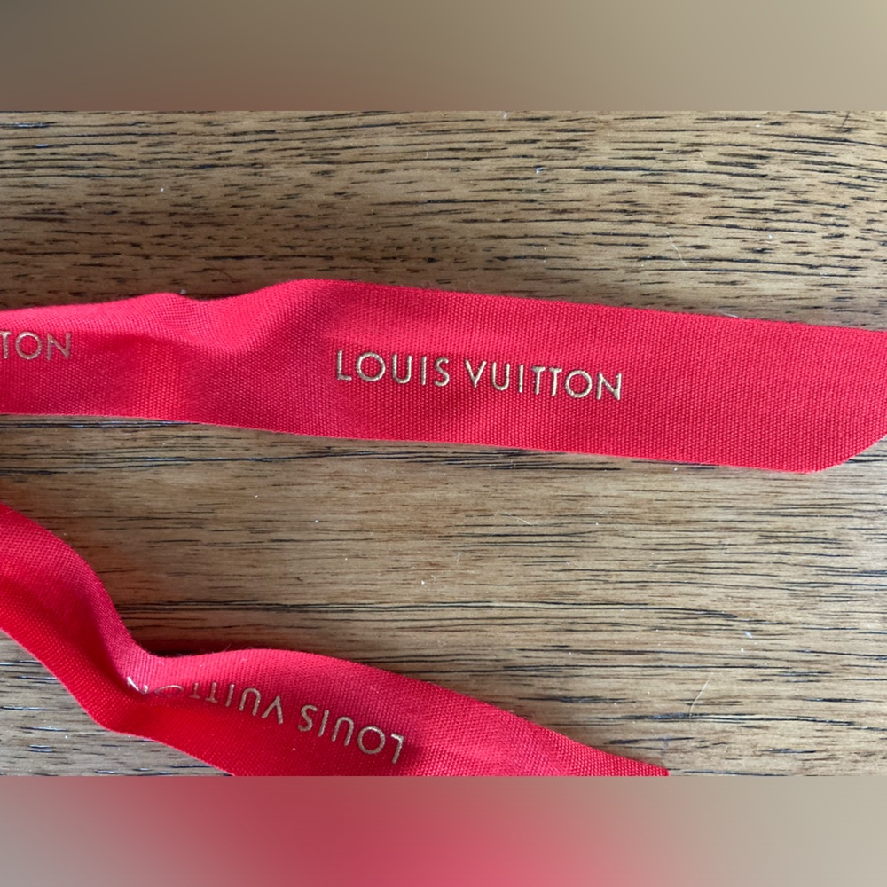 Louis Vuitton authentic red holiday gift wrap ribbon 5 feet long